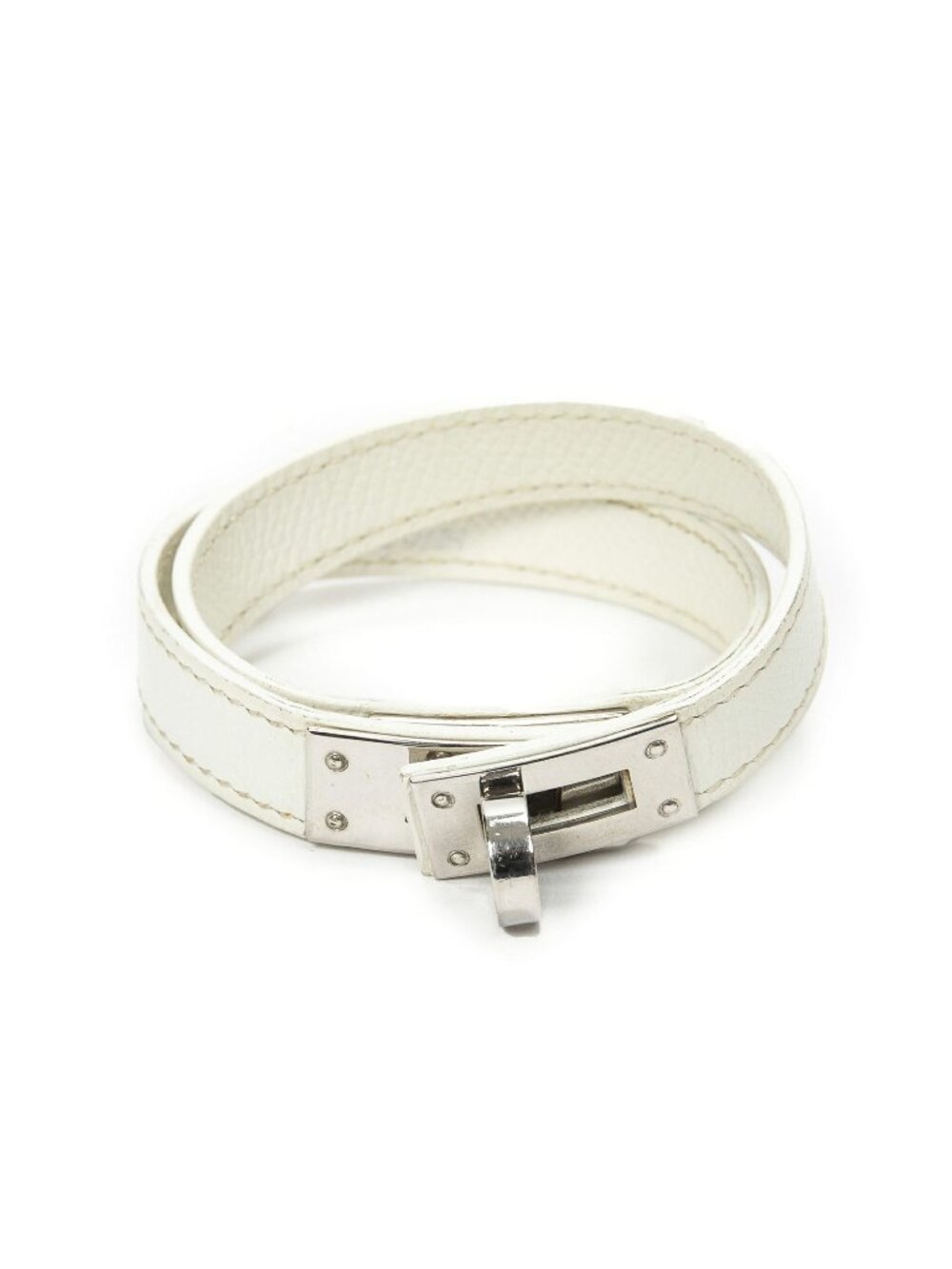 Hermes Kelly Double Tour Bracelet White Epsom Leather
